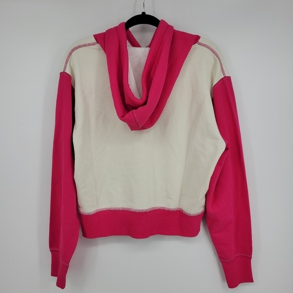 Rag & Bone Women 100% Cotton Shrunken Colorblock Hoodie Bright Rose Size M - Picture 4 of 14